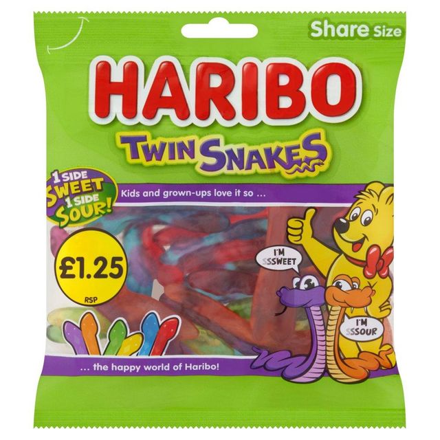 HARIBO Twin Snakes Fruit Flavour Gum Jelly Sweets Sharing Bag 140g - Image 3