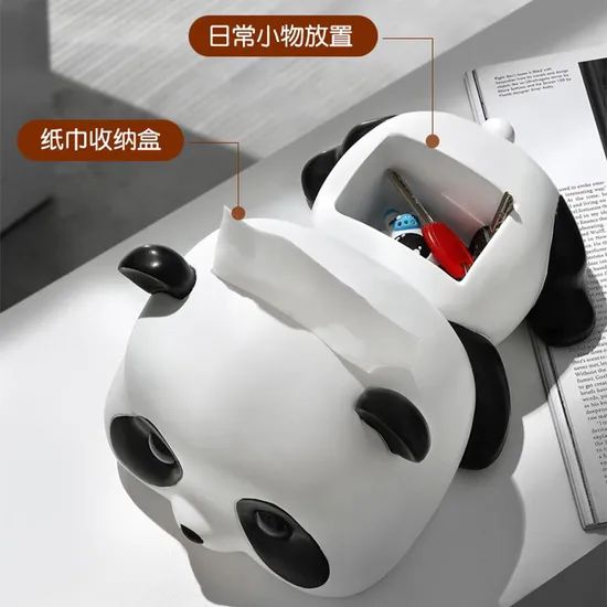 Resin Panda Shape Tissue Paper Box Tabletop Multifunction Tissue Boxes - Image 4