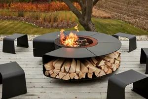 Customized Outdoor Garden Wood Storage Fireplace Stove Log Rack Fire Pits Bowl - Image 6