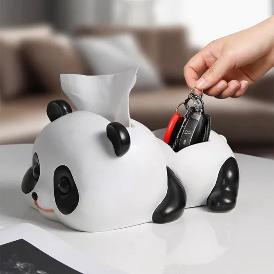 Resin Panda Shape Tissue Paper Box Tabletop Multifunction Tissue Boxes - Image 5