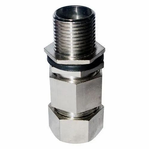 Double Compresses Brass Cable Gland, For Industrial, IP33 Color Silver IP Rating IP33 Size 3/8" - 4 1/2" Type Double - Image 1