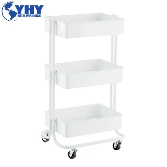 3-Tier Utility Cart Storage Rolling Cart with Casters - Image 2
