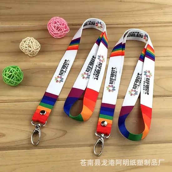 Custom Printed Polyester Plastic Buckle Keychain Blue Lanyard - Image 5