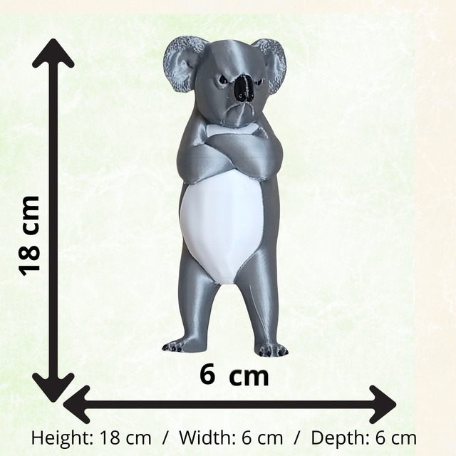 Grumpy Koala Decorative Figurine – 3D Printed Koala Statue – Modern Home Decor – 18 cm - Image 3