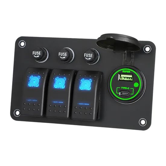 3 Gang Rocker Switch Dual USB Socket Voltmeter 12V 24V Waterproof Auto Switches Panel - Image 6