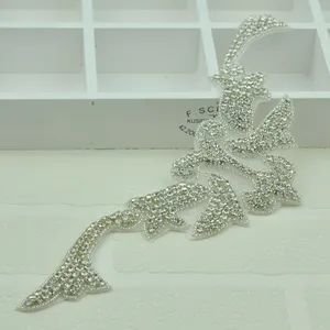 Fashion Beaded Rhinestone Applique Rhinestone Neckline Shoulder Patch Wedding Accessories - Image 2