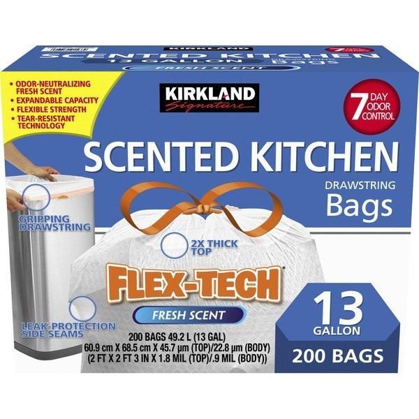 Kirkland Signature Kitchen Garbage Bags 13 Gallon Tear-Resistant Drawstring Bin Liners - Image 3