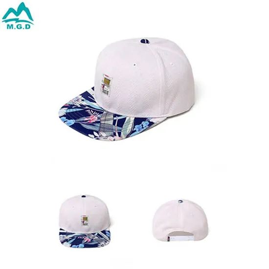 Wholesale Two-Tone Printed Brim Custom Logo Custom Snapback Caps Black - Image 3