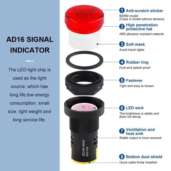 22mm Panel Mount 12V LED Ad16-22ds Panel Equipment Indicator Signal Lamp Lights - Image 1