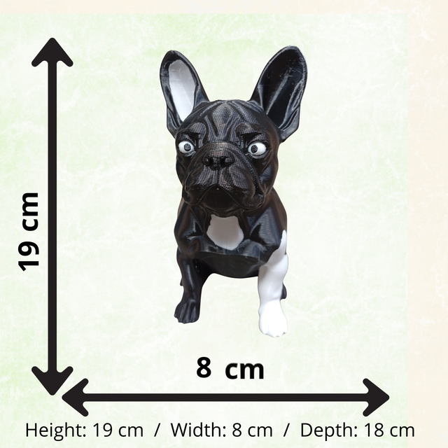 French Bulldog Decorative Figurine – 3D Printed PETG Dog Statue – Black & White – 19 cm - Image 3