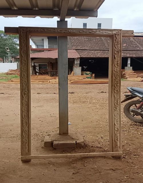 Wooden Frame and windows Size 8x3.5 feet Position Exterior Durability Durable Wood Type Neem Wood Door Thickness 25 mm Material Wood, - Image 1