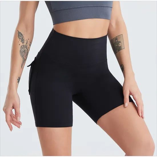 Womens Quick-Dry Yoga Shorts Sports Fitness Running Pants with Pockets - Image 6