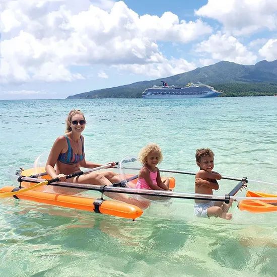 Hot Selling Transparent PC Boats for Two Person/Single Hand Rowing Water Play Activity - Image 4