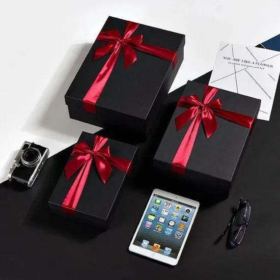 Luxury Custom Logo Big Size Cardboard Gift Wedding Packaging Paper Box with Ribbon Bow - Image 3