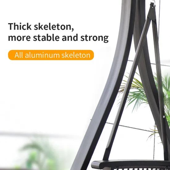 New Simulated Straw Canopy Aluminum Frame Rustproof Outdoor Patio Swings Bed - Image 5