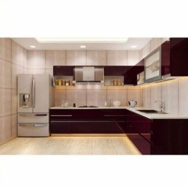 Modern L Shape Designer Modular Kitchen Finish Gloss Material Wooden Layout Type L-shaped Kitchen Shape L Shape Counter Top Material - Image 2