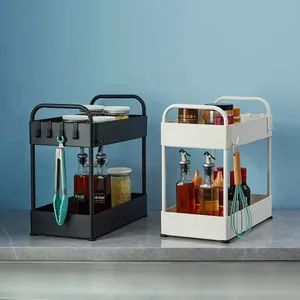 Double Layer Sliding Kitchen Storage Rack Under Sink Organizers - Image 4