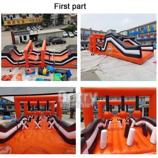 Outdoor Game Team Building Long 3PCS Connected Radical Run Inflatable Obstacle Course - Image 5