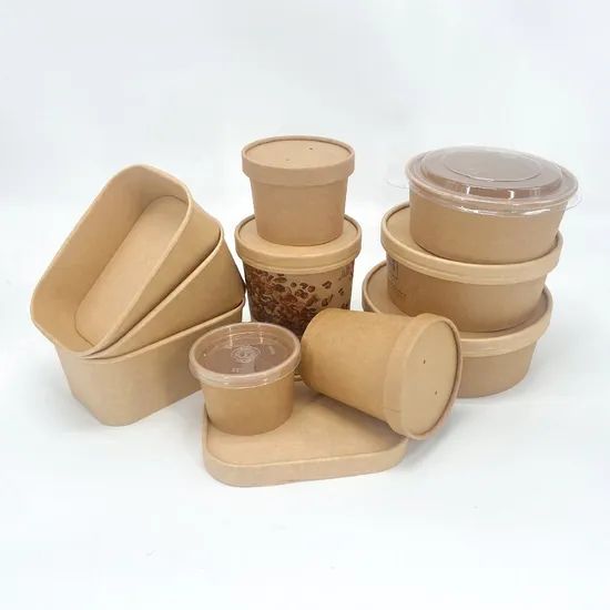 Takeaway Fast Food Paper Packaging Salad Bowl Lunch Box Restaurant Disposable Containers - Image 1