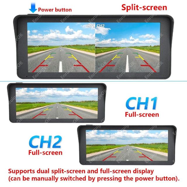 EnruigeOK Car Door Side View Cameras Blind Spot Mini Cam with 6.86" Split Screen Monitor - Image 3