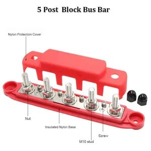 5 Studs M8 Spring Terminal Block Power Distribution Block 12V 300A Bus Barautomotive Marine Battery Junction Block Cover - Image 5
