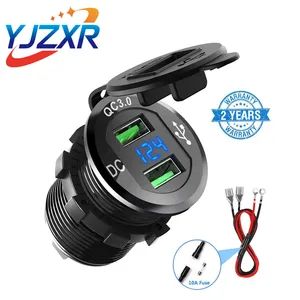 12V Dual USB3.0 Port Car Motorcycle Charger Station Adapter Socket - Image 2