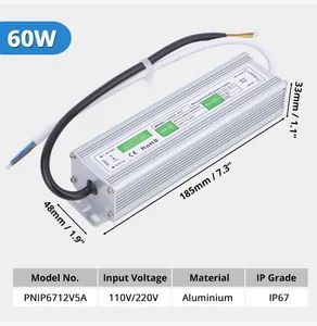 LED Lighting Outdoor Switching Mode Transfomer IP67 Waterproof DC 12V 60W Power Supply - Image 5