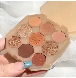 Milk Tea Bear Nine Color Eyeshadow Tray Earth Color Eyeshadow Makeup - Image 5
