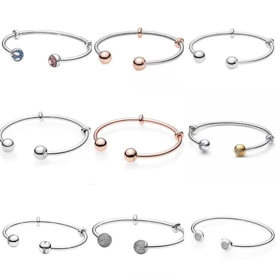 Fashion Snake Bone Rose Gold Square Pando-Ra S925 Sterling Silver Open Bangle - Image 1