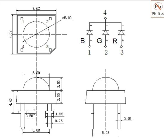 Common Cathode 5mm Round RGB Super Flux LED Lamp with High Flux - Image 2