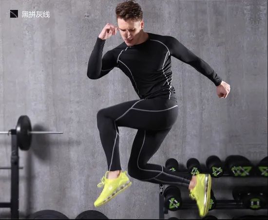 Men Workout Pants and Long Sleeve Shirts Base Layer Top & Bottom Compression Set - Image 5