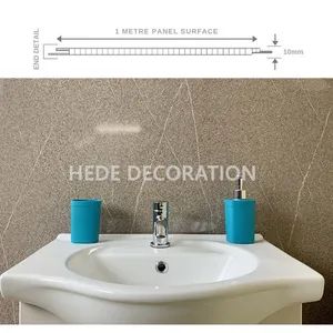 100mm Width Waterproof Polished Stone PVC Wet Wall Panel for Bathroom Kitchen Wall Cladding - Image 3