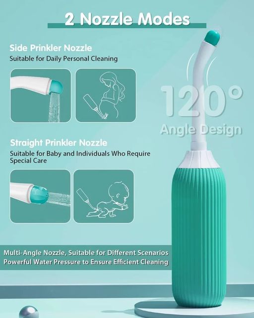 Plastic Portable Travel Bidet Spray Use Adult Style Modern Capacity 500ML Spray Angle 60° Spray Holes 6 Holes Material Medical Grade, - Image 2