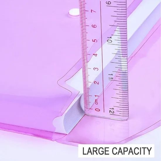A4 Plastic Envelopes, Pocket File Folder with Label Pocket Snap Button Closure - Image 6