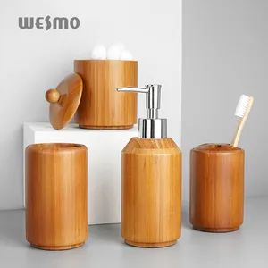 Square Bamboo Bath Accessory 7 Sets - Image 5