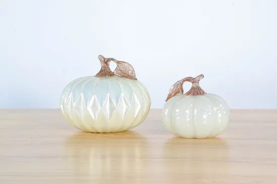 Glass Arts Crafts Handmade White Pumpkin Shaped Glass Ornaments - Image 5