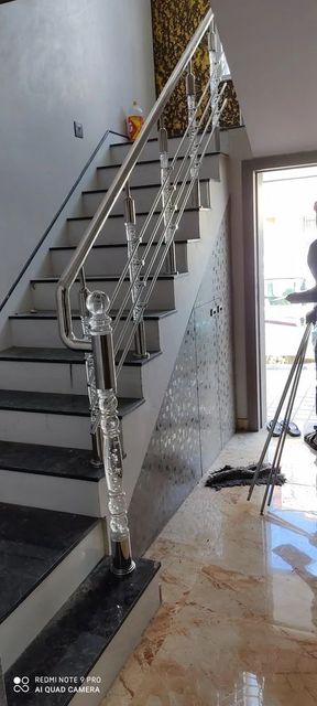 Silver Bar Stainless Steel Staircase Railing Design Bar Color Silver Pattern Plain Surface Finish Polished Material Stainless - Image 2