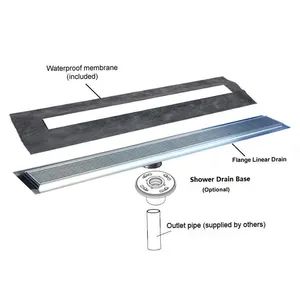 High Quality Stainless Steel Shower Linear Drain Style Drain Color Silver Kind Floor Drain HS Code 7324900000 Model NO. - Image 5