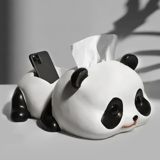 Resin Panda Shape Tissue Paper Box Tabletop Multifunction Tissue Boxes - Image 3