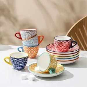2.8 Oz Assorted Colors Ceramic Espresso Cups, Small Expresso Coffee Cup Set - Image 6