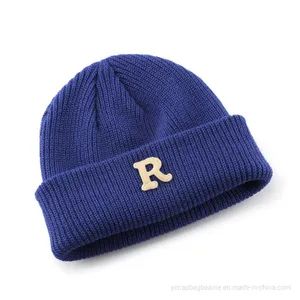 Custom Rib Cuff Cold Winter Leather Beanie Unisex 100% Acrylic Striped Embroidered 56-60cm 57*45*40cm MOQ100 1Y - Image 5
