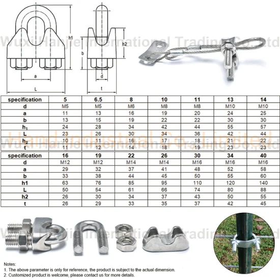 Factory Price 18-8 Steel M3 M4 M5 M6 M8 Great Quality SS304 U Type Wire Rope Clips - Image 6