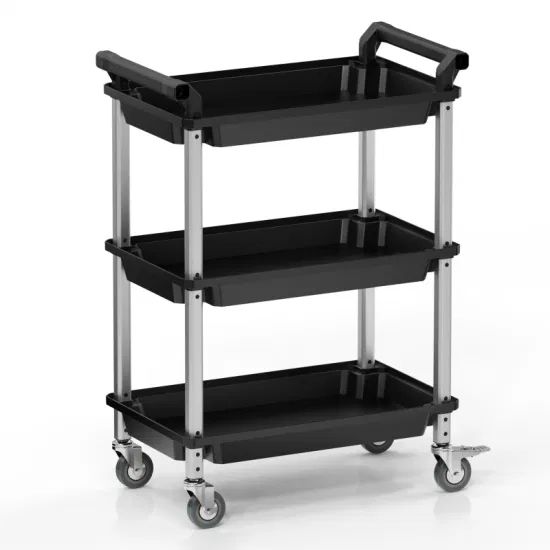 Customized Multi-Function 3 Tier Foldable Metal Storage Rolling Utility Cart with Wheels - Image 1