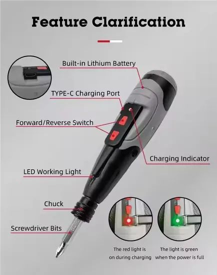 Type-C Rechargeable, Customizable, Multifunctional, Lightweight Electric Drill, Cordless Screwdriver - Image 5