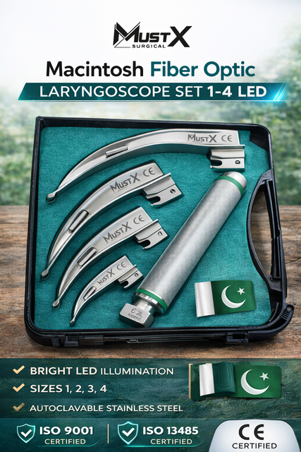 MUSTX Macintosh Fiber Optic Laryngoscope, Blades 1–4, Top Quality, Premium Grads - Image 3