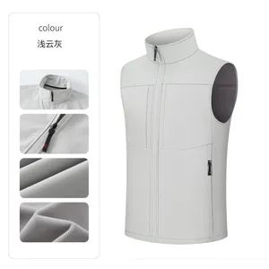Custom Corporate Logo Fleece Softshell Vest - Multi-Pocket Lightweight Gilet - Image 1