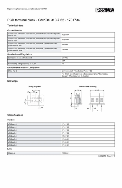 1731734    Fixed Terminal Blocks Color Green Series Gmkds Height 23 Mm Pitch 7.62 Mm Length 11.2 Mm Unit Weight: 6.57 g Unit Weight 6.570 - Image 7