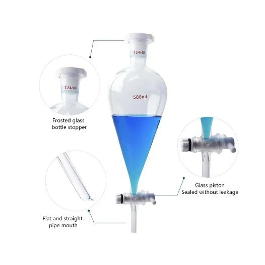 Customized Logo Borosilicate Glass Pear Shape Lab Separatory Funnel - Image 2
