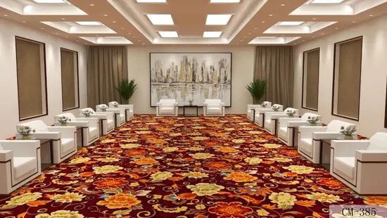 Wall to Wall Commercial Use Custom Pattern Design Axminster Floor Red Carpet for Reception Room - Image 5