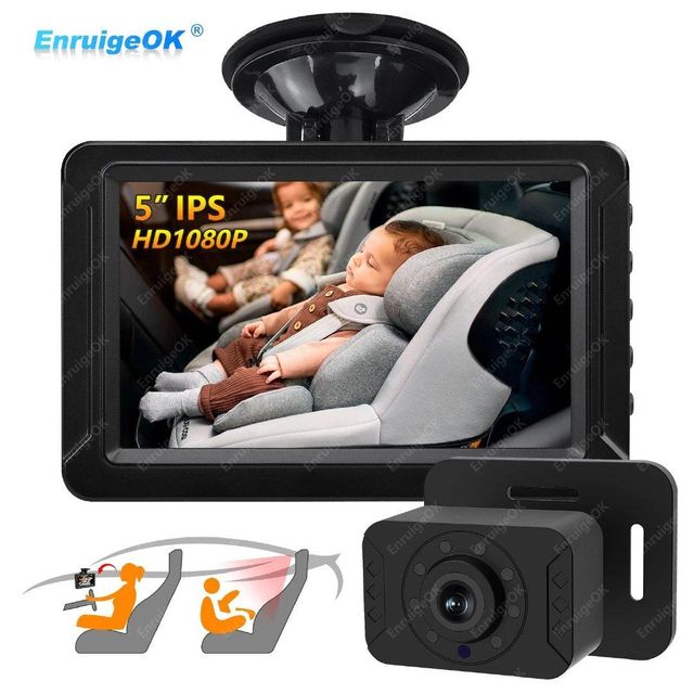 EnruigeOK Baby Car Camera 5" 1080P Monitor 360° Rotation USB Plug with HD IR Night Vision - Image 2